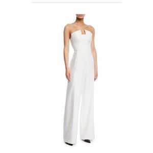 NWT Black Halo Lena White Tuxedo Cut Out Jumpsuit